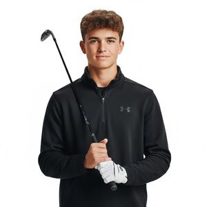 Under Armour Men Small Sporty Black Performance Quarter Zip Top Loose Coldgear